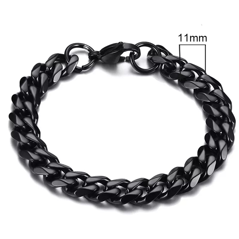 Vnox 3-11mm Chunky Miami Curb Chain Bracelet for Men, Stainless Steel Cuban Link Chain Wristband Classic Punk Heavy Male Jewelry