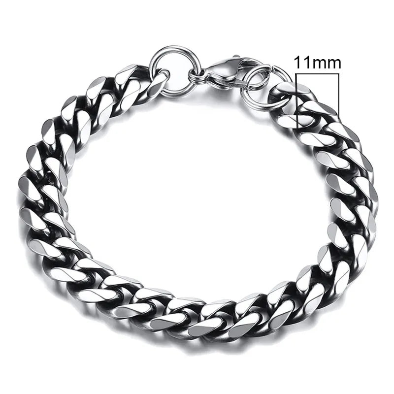 Vnox 3-11mm Chunky Miami Curb Chain Bracelet for Men, Stainless Steel Cuban Link Chain Wristband Classic Punk Heavy Male Jewelry