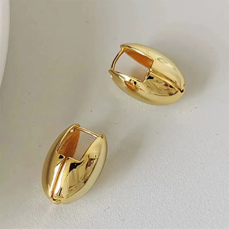 Vintage Gold Color Plated Chunky Dome Drop Earrings for Women Glossy Stainless Steel Thick Teardrop Earring Jewelry Wholesale