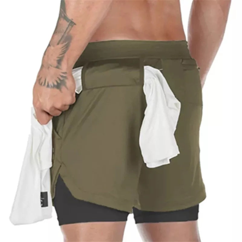 2023 Camo Running Shorts Men 2 In 1 Double-deck Quick Dry GYM Sport Shorts Fitness Jogging Workout Shorts Men Sports Short Pants