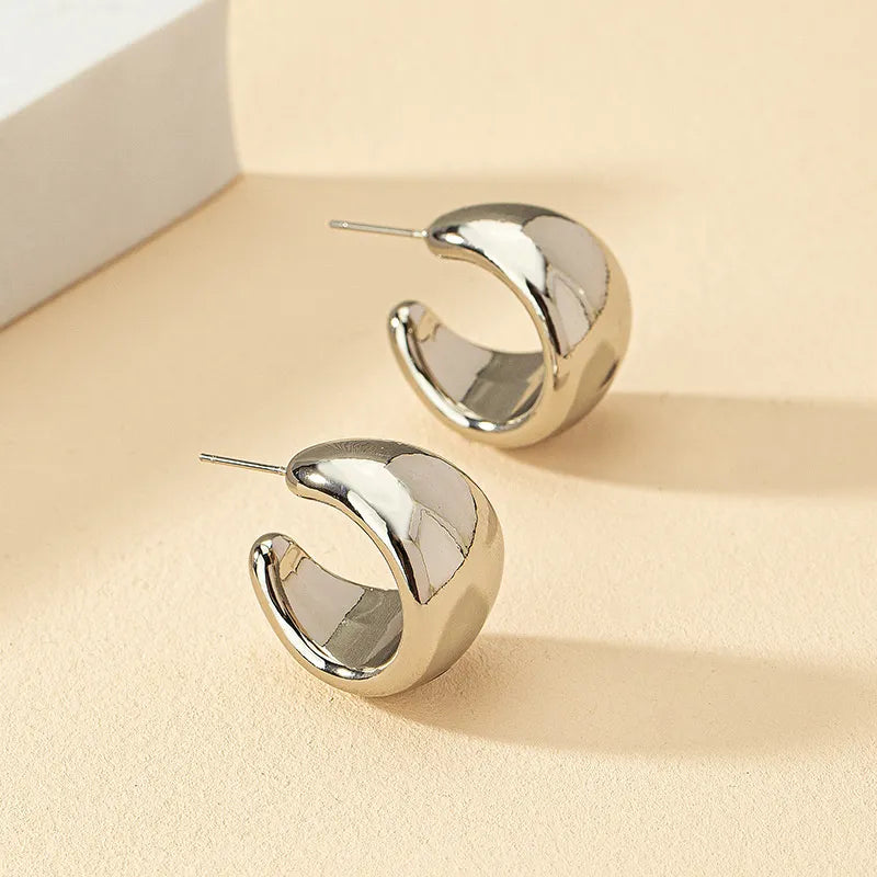 Vintage Gold Color Plated Chunky Dome Drop Earrings for Women Glossy Stainless Steel Thick Teardrop Earring Jewelry Wholesale