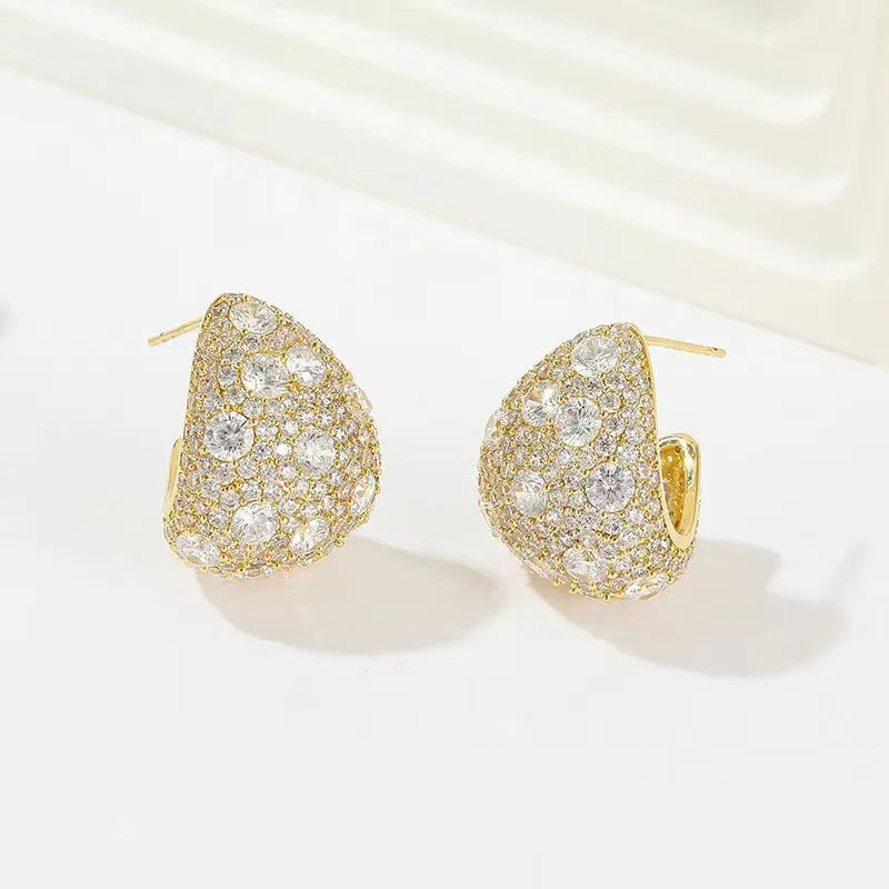 Vintage Gold Color Plated Chunky Dome Drop Earrings for Women Glossy Stainless Steel Thick Teardrop Earring Jewelry Wholesale