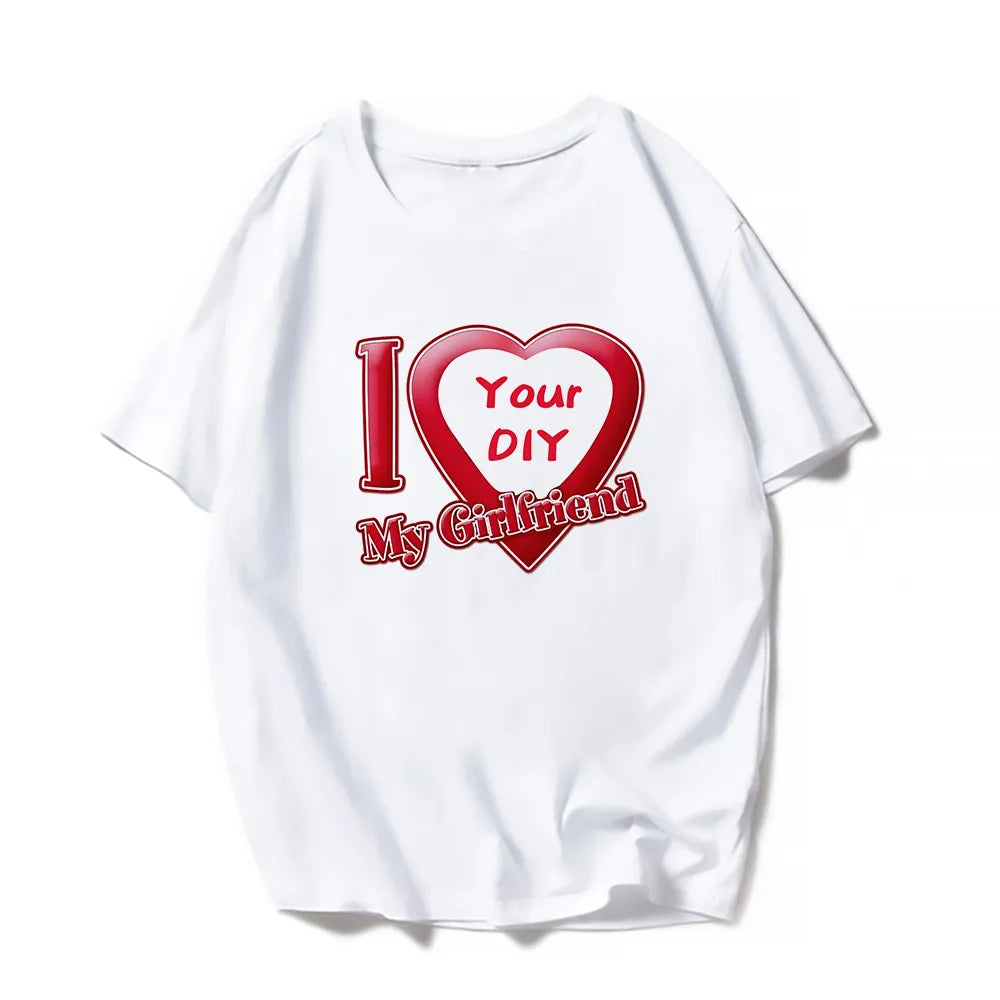 Customized Printed fashion T shirt Harajuku Women Top DIY Your Like Photo or Logo White T-shirt Fashion Custom Female Top Tshirt