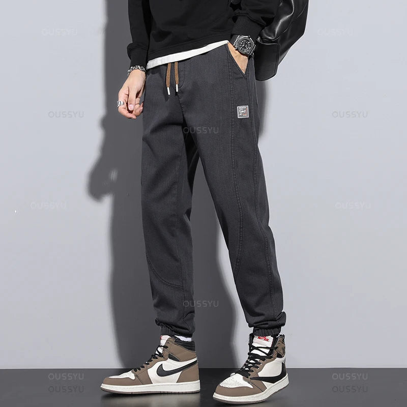 2023 Autumn Winter Cotton Jogger Pants Men Pant Harajuku Cargo Jeans Casual Harem Denim Korean Hip Hop Sweatpants Male Trousers