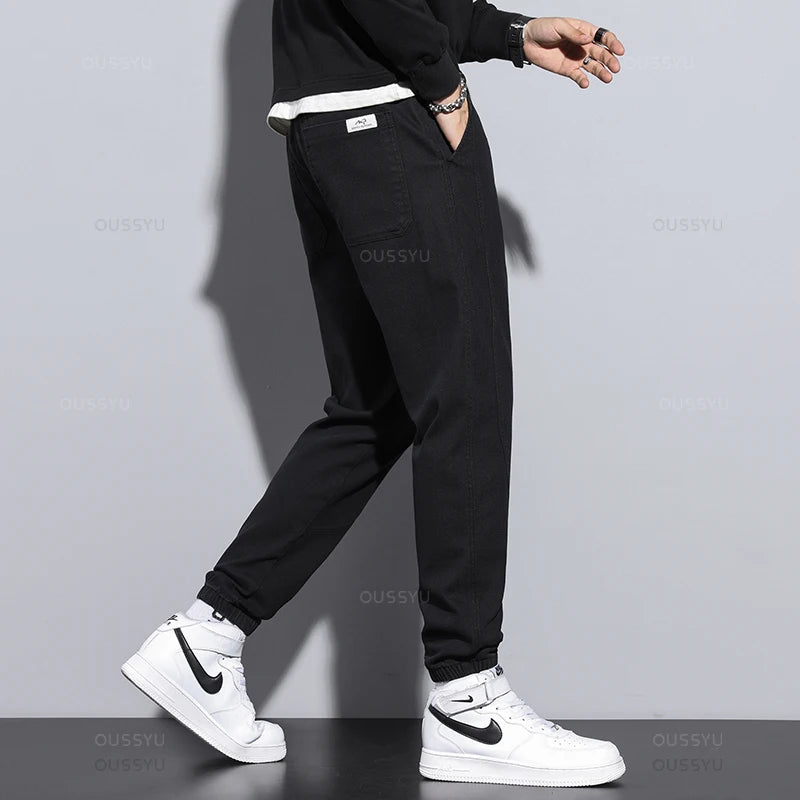 2023 Autumn Winter Cotton Jogger Pants Men Pant Harajuku Cargo Jeans Casual Harem Denim Korean Hip Hop Sweatpants Male Trousers