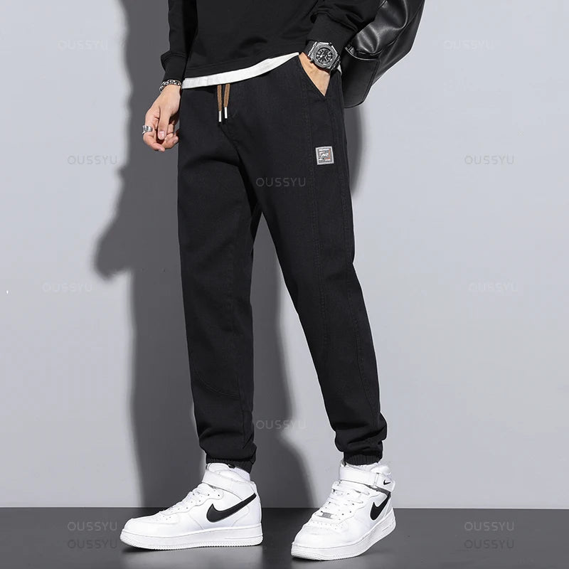 2023 Autumn Winter Cotton Jogger Pants Men Pant Harajuku Cargo Jeans Casual Harem Denim Korean Hip Hop Sweatpants Male Trousers