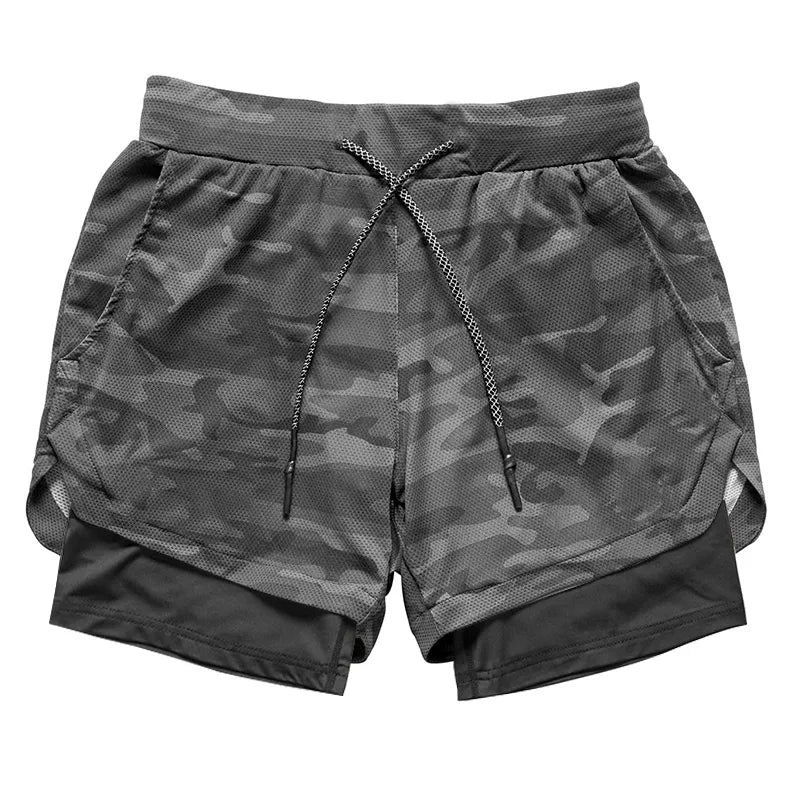 2023 Camo Running Shorts Men 2 In 1 Double-deck Quick Dry GYM Sport Shorts Fitness Jogging Workout Shorts Men Sports Short Pants