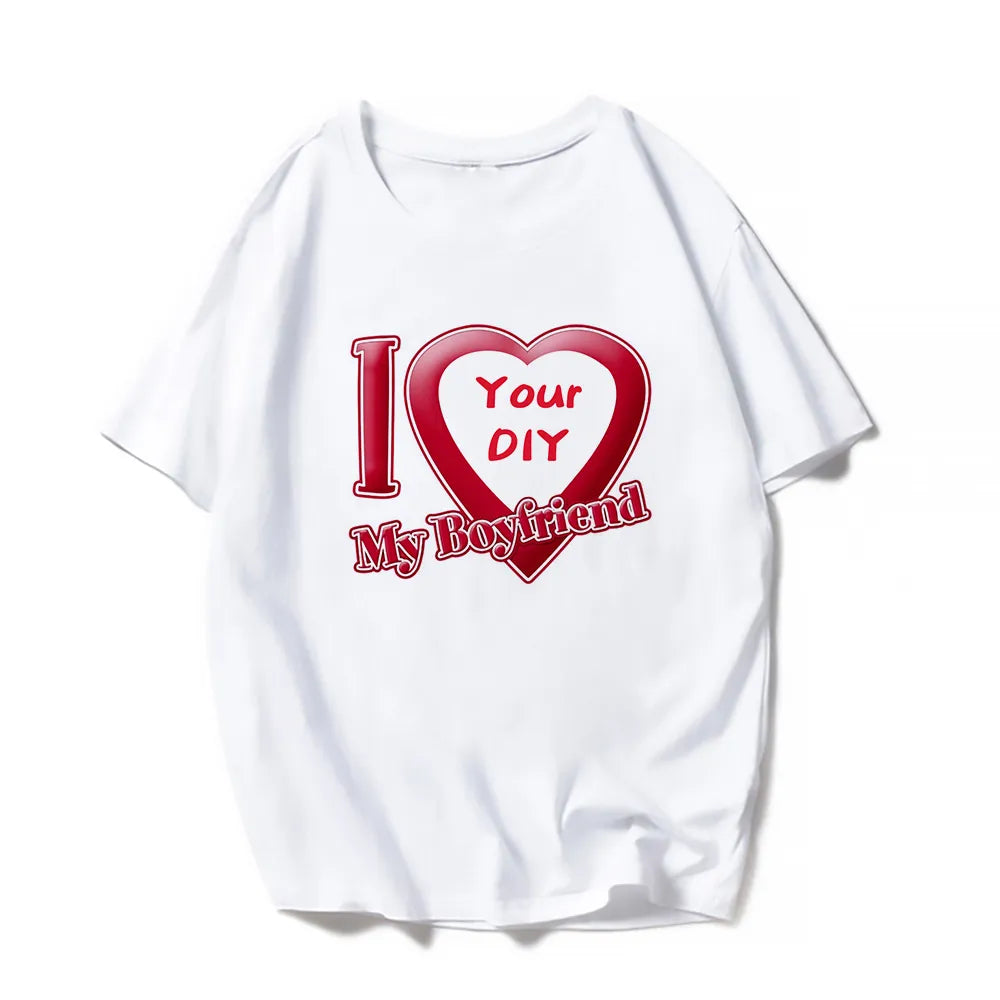 Customized Printed fashion T shirt Harajuku Women Top DIY Your Like Photo or Logo White T-shirt Fashion Custom Female Top Tshirt